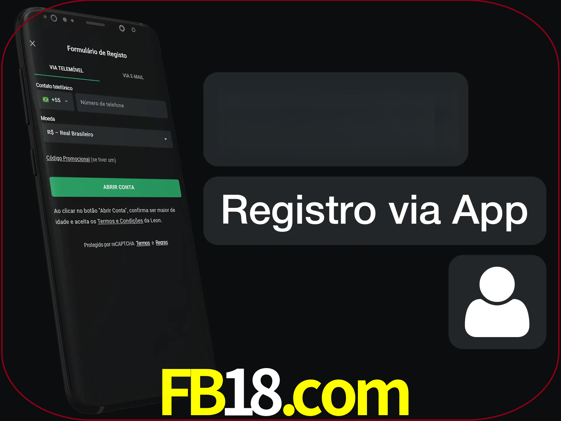 Registre-se com duas etapas usando o aplicativo.
